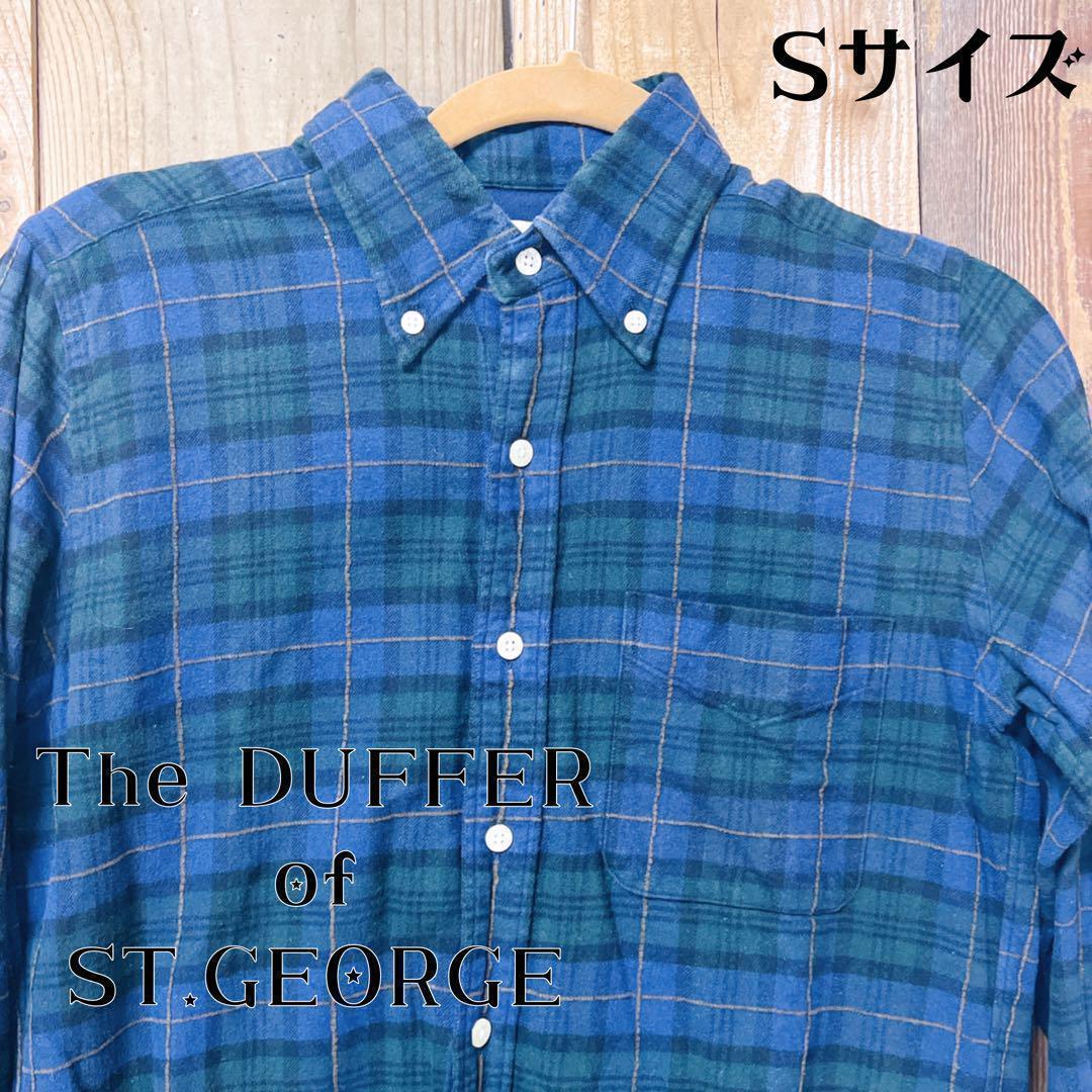 ザダファーオブセントジョージ　コットン　シャツ　Sサイズ　紺✖️グリーン