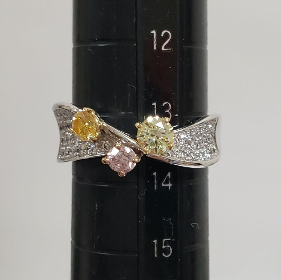 最安値 新品♡カラーダイヤ中宝ソ付/SI 天然ピンクダイヤ/オレンジ/イエロー アクセサリー