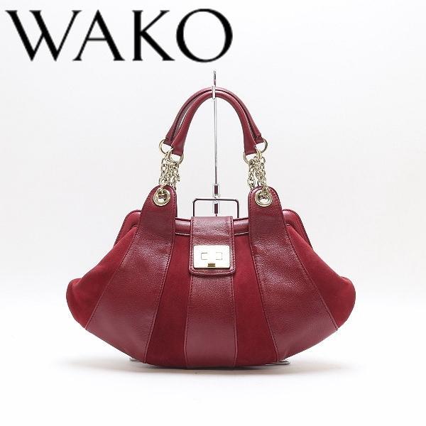 B6458■WAKO 和光 レザー×スエード チェーン ハンド バッグ