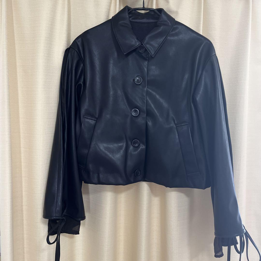 ジャケット・アウター MYNE LONG SLEEVE SHORT BLOUSON/BLACK