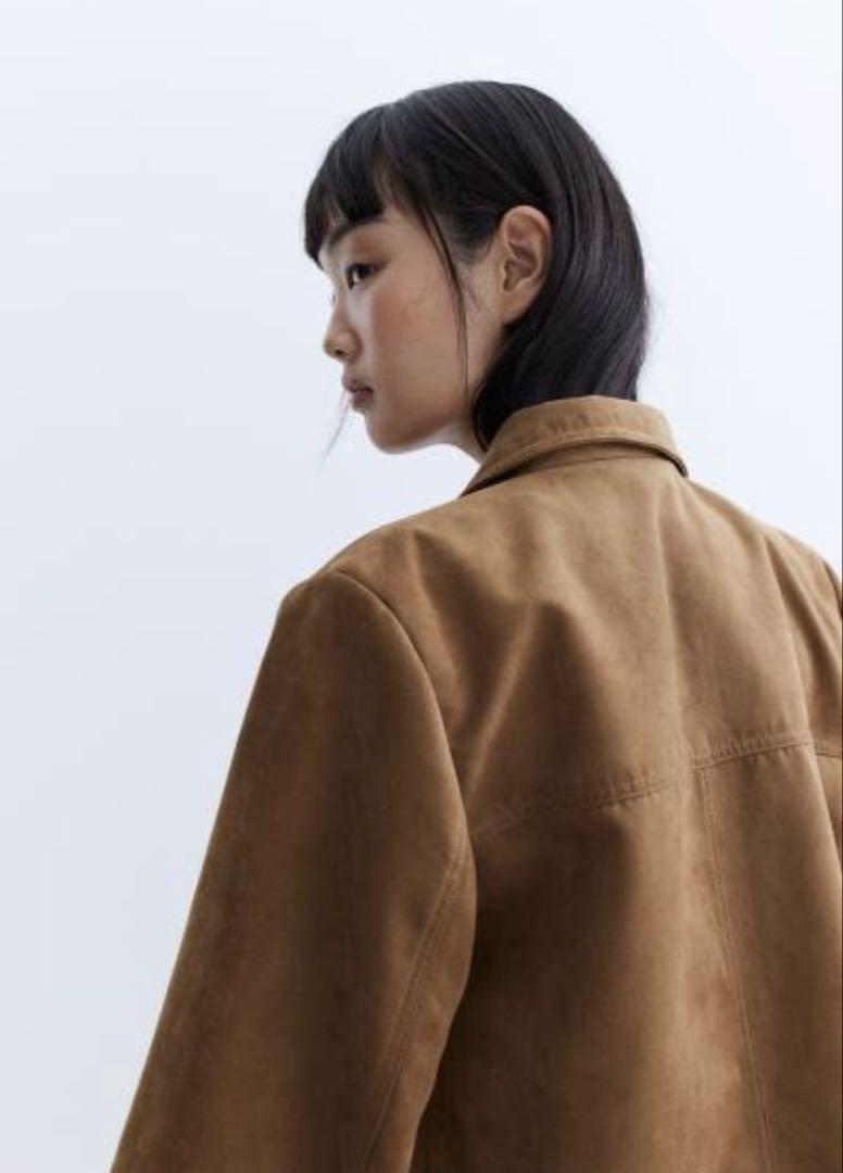 h&m シングルブレストブレザー スエード レディース