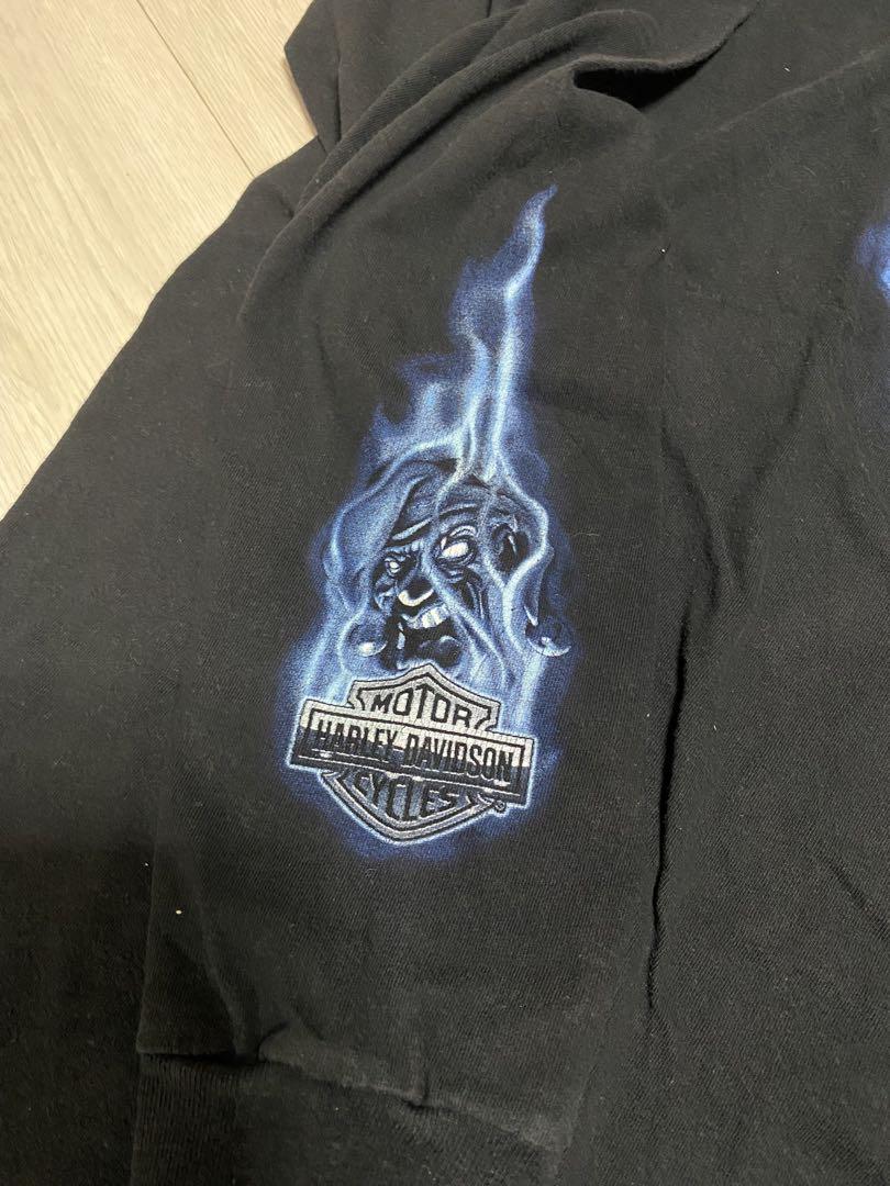 Harley Davidson blue flame joker ロンT 両面