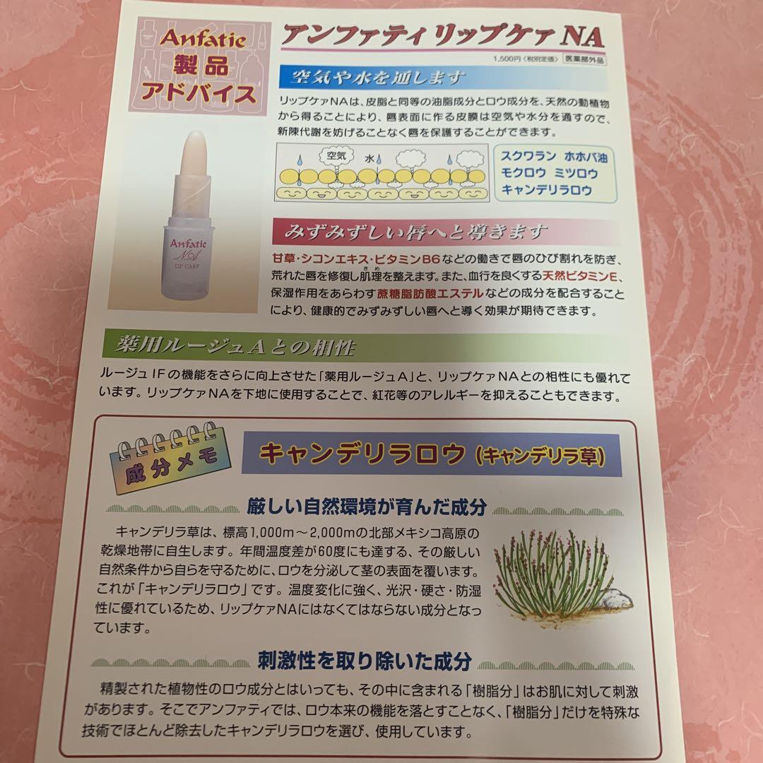 アンファティ　リップケア　6本　✴︎パンフ小冊子含まず ◉ 新品未使用 アンファティ リップケア 6本 ✴︎パンフ小冊子含まず