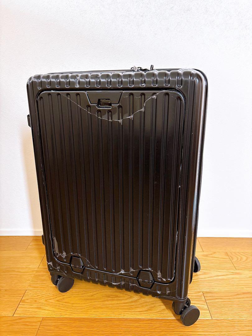 キャリーケース スーツケース ブラック M 60L 多機能 前開き 拡張機能 黒