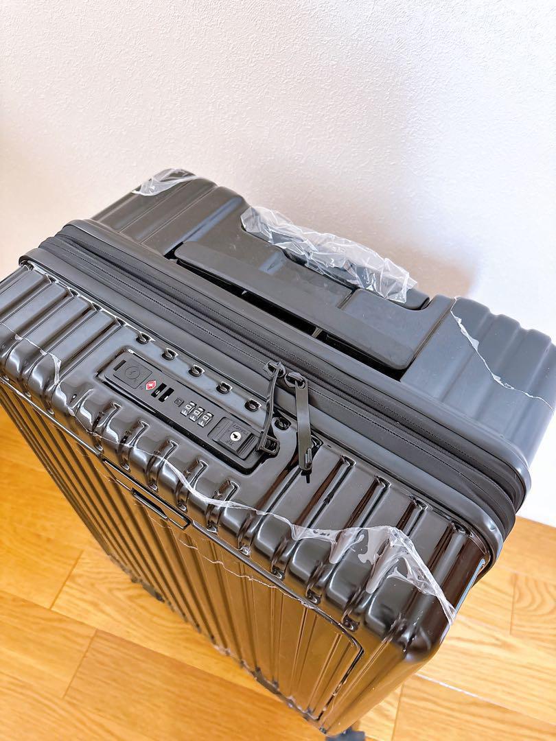 キャリーケース スーツケース ブラック M 60L 多機能 前開き 拡張機能 黒