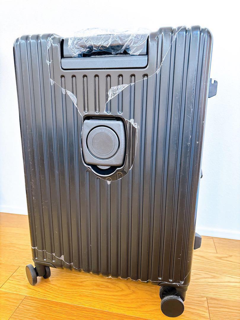 キャリーケース スーツケース ブラック M 60L 多機能 前開き 拡張機能 黒