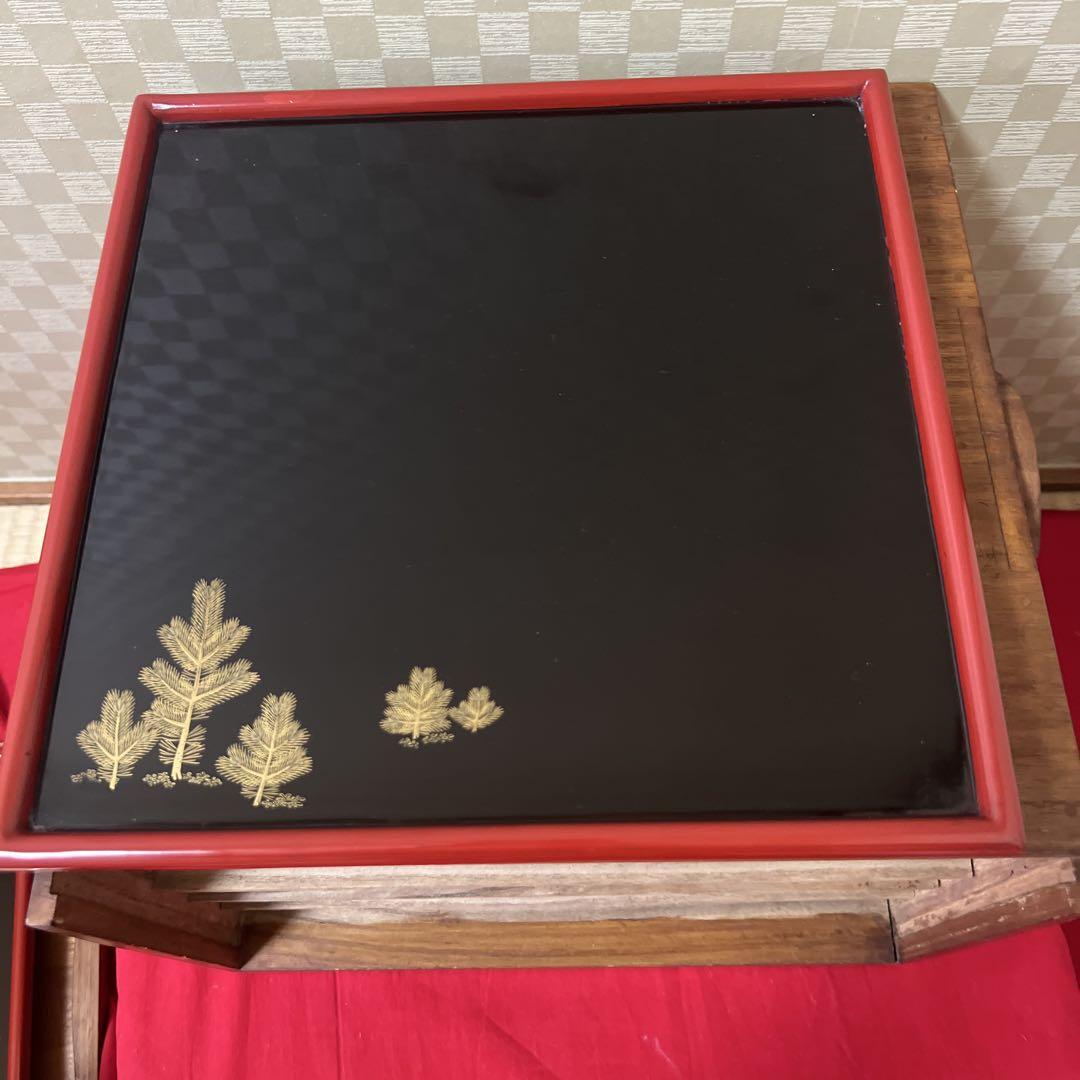 逸品！　レア！　東京美術倶楽部本郷家所蔵　蒔絵本塗お盆五客　時代保管箱 逸品！ レア！ 東京美術倶楽部本郷家所蔵 蒔絵本塗お盆五客 時代