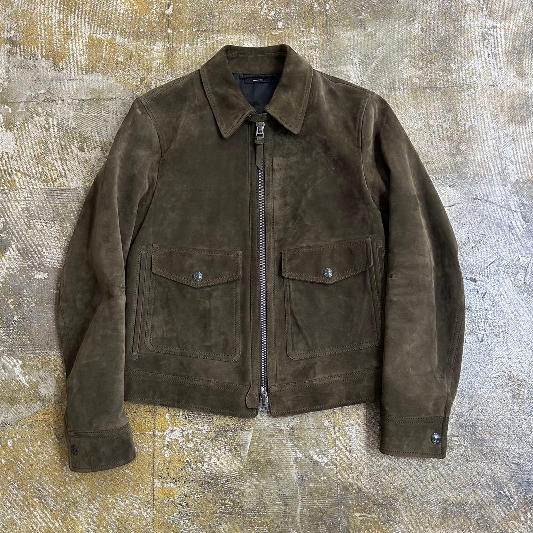 TOM FORD カシミアスエード ジップブルゾン カーキ サイズ38