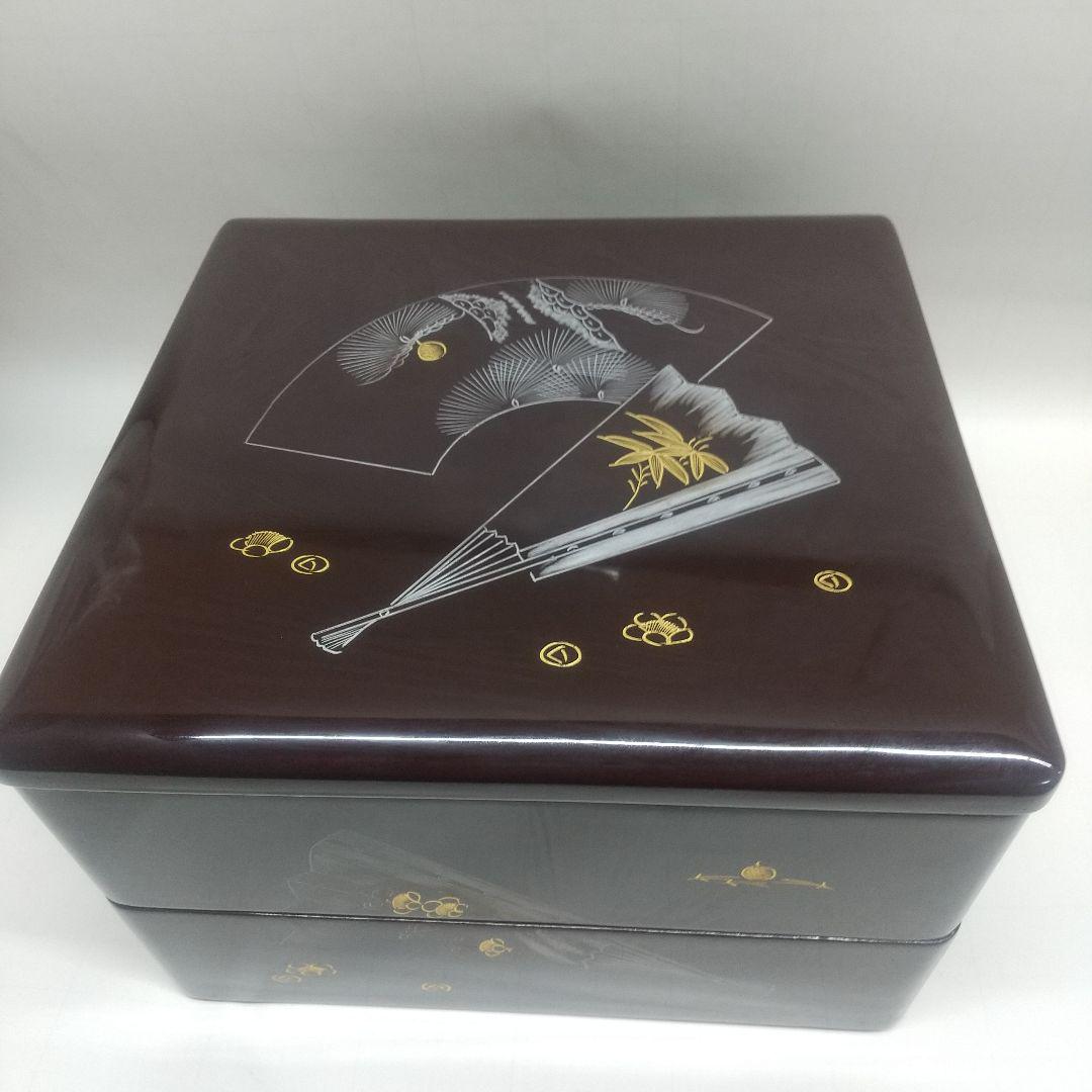 川連漆器 二段本重 八寸 沈金蒔絵 本漆 天然木 溜内古代朱 川連漆器 二段本重 八寸 沈金蒔絵 本漆 天然木 溜内古代朱