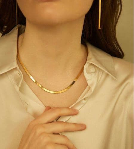『品質保証』18 K金蛇骨ネックレスシンプル鎖骨チェーン