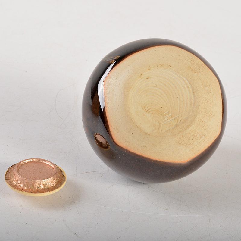 茶道具 京焼 桶谷定一作 茄子茶入 袱紗付 共箱 V 6575 茶道具 京焼 桶谷定一作 茄子茶入 袱紗付 共箱 V 6575