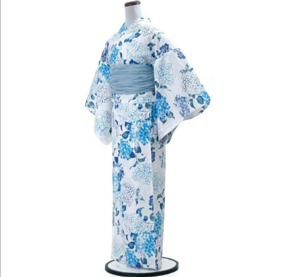◆高級変わり織◆涼し蒼青紫陽花(あじさい)の薄墨浴衣◆人気古典江戸ゆかた◆新品 ◇高級変わり織◇涼し蒼青紫陽花(あじさい)の薄墨浴衣◇人気古典
