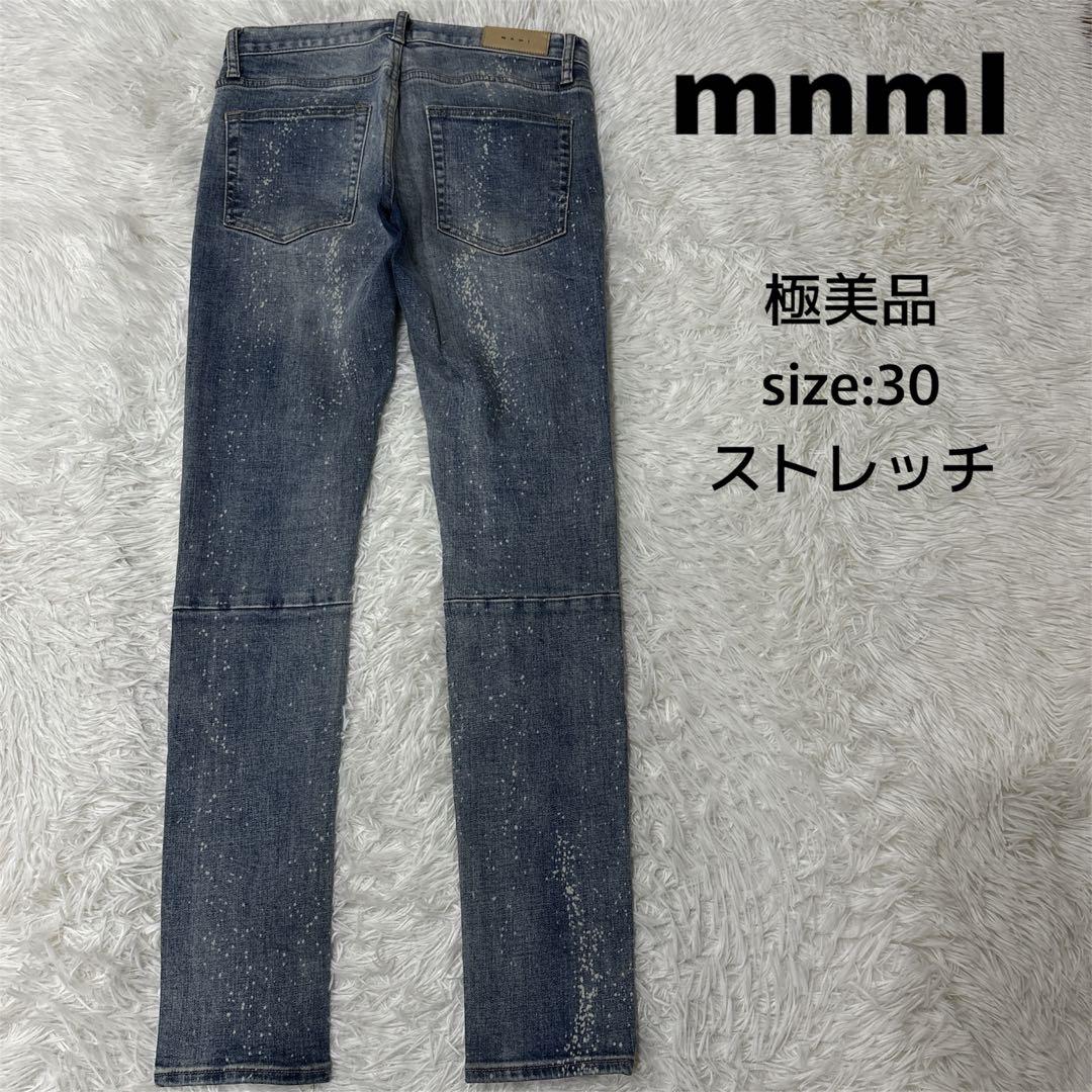 mnml ミニマル　デニム　スキニー　30 ストレッチ　ダメージ　ライトブルー
