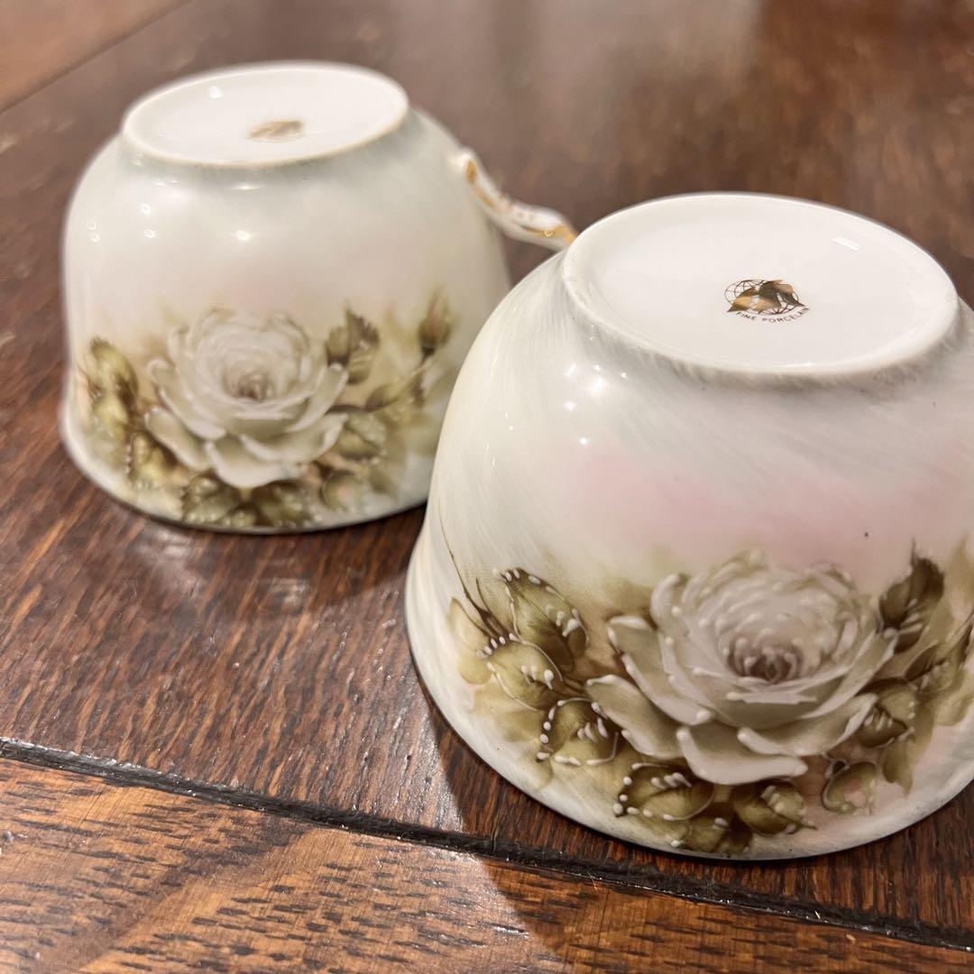FINE PORCELAIN カップ&ソーサー白バラ