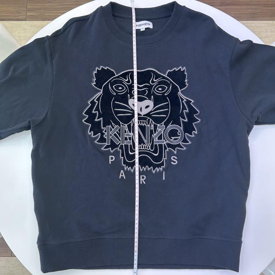 【極美品】KENZO 顔虎 ベロア 刺繍 スウェット トレーナー 黒M 【希少】