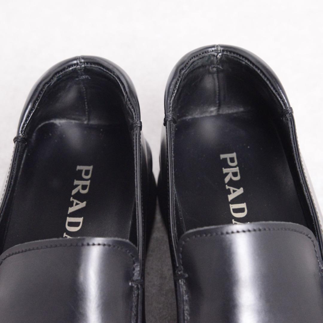 【良品】プラダ スクエアトゥ レザー ローファー スリッポン PRADA