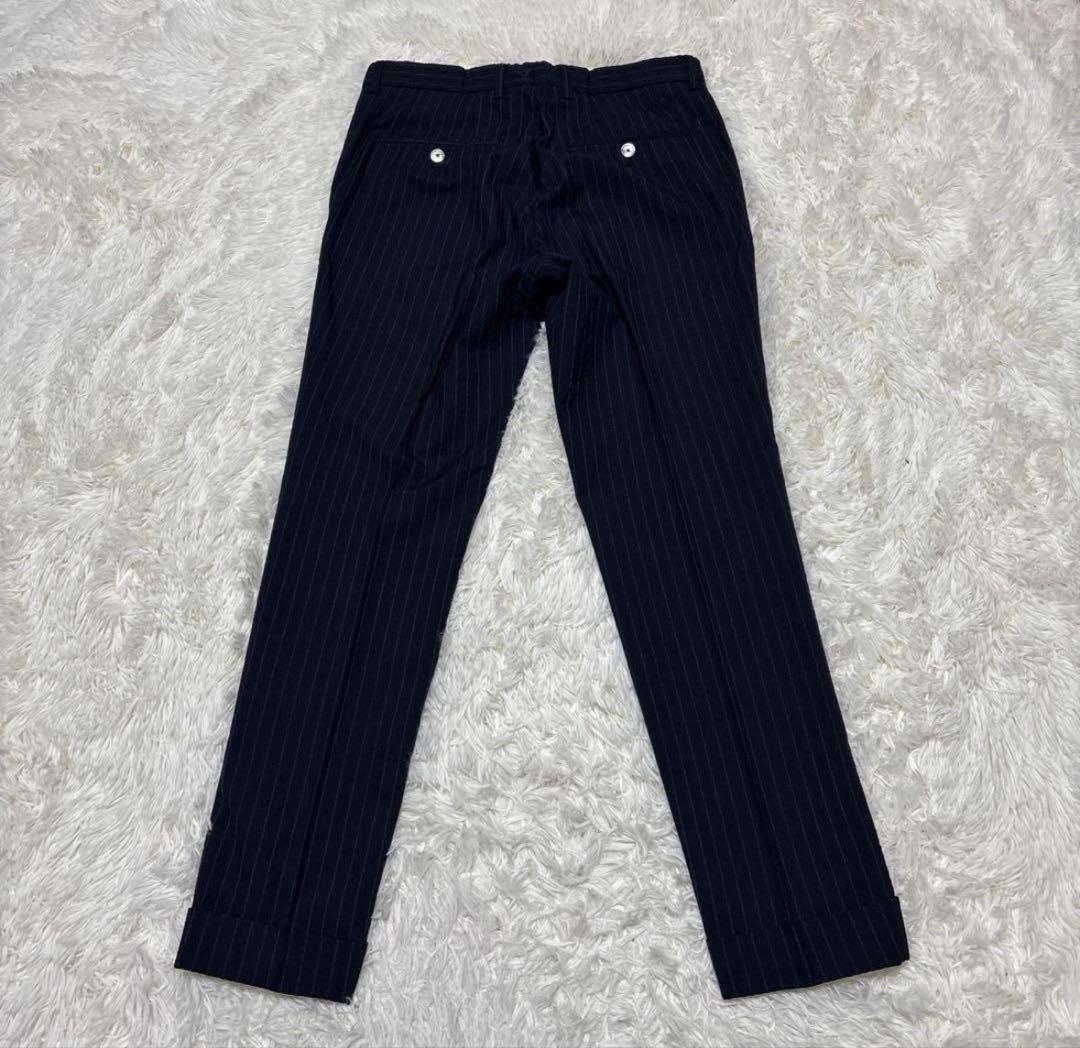 【極美品】HUGO BOSS セットアップ　シアサッカネイビー ストライプ 46