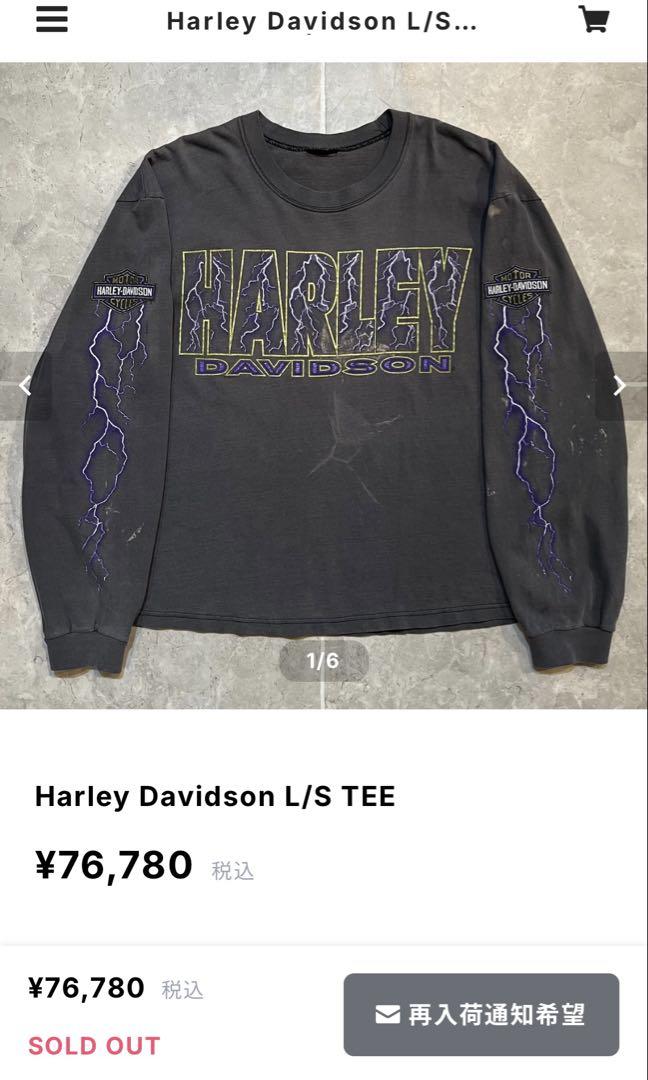 HARLEY-DAVIDSON LIGHTNING 袖プリント ロンT スミクロ HARLEY-DAVIDSON LIGHTNING 袖プリント ロンT スミクロ