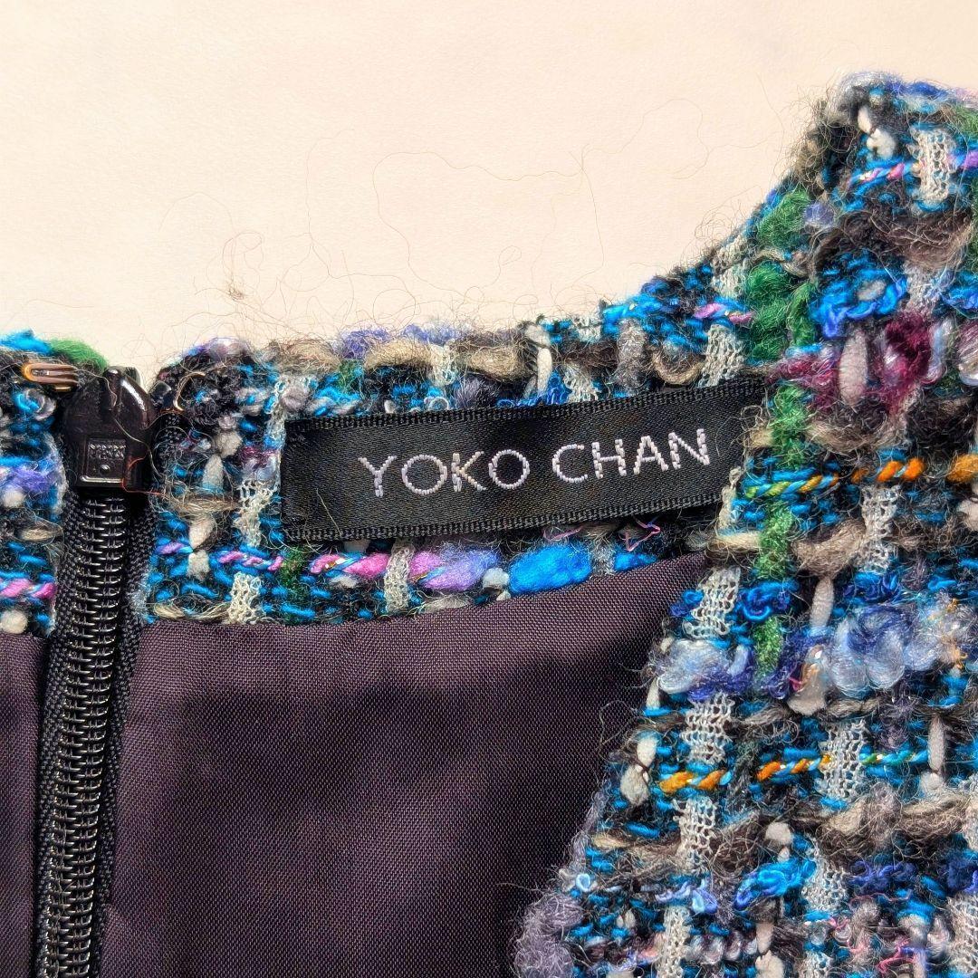 極美品☆ヨーコチャン フレンチスリーブツイードバルーンワンピース モヘア混