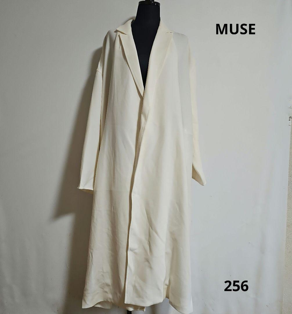 MUSE ノーカラー ロングコート