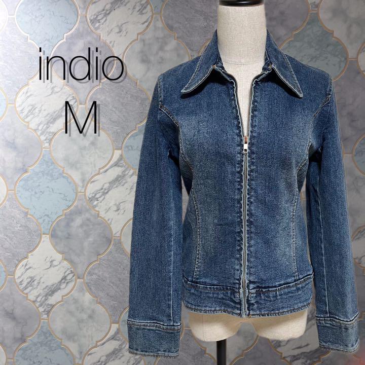 indio レディース ジップアップ デニムジャケット Gジャン カジュアル M