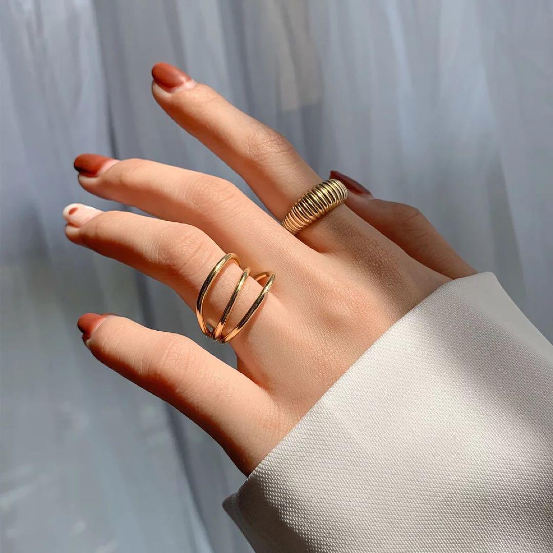 three-layered ring & croissant ring：指輪