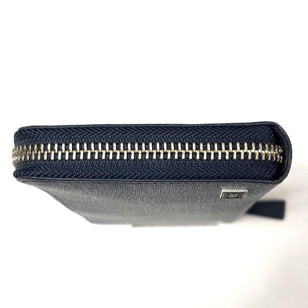 美品 ポーター PORTER カレント CURRENT ラウンド 長財布 ネイビ
