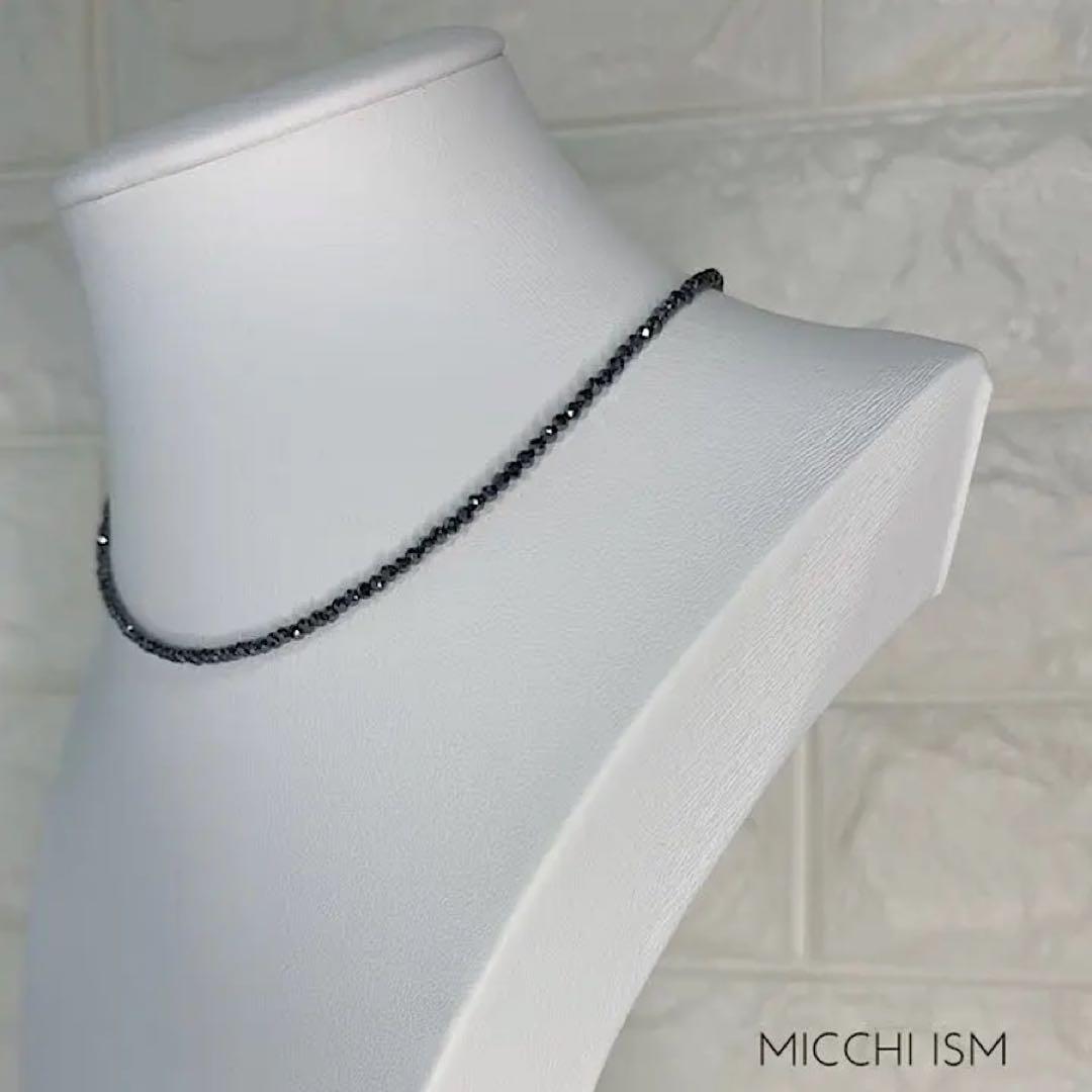 高純度 テラヘルツ鉱石 2mm玉 ネックレス キラキラ ボタン式留め金具 