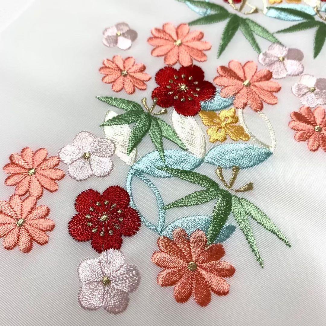 刺繍半襟 NO55 古典七宝多彩刺繍半衿半襟シルエリー 新品1128⑥
