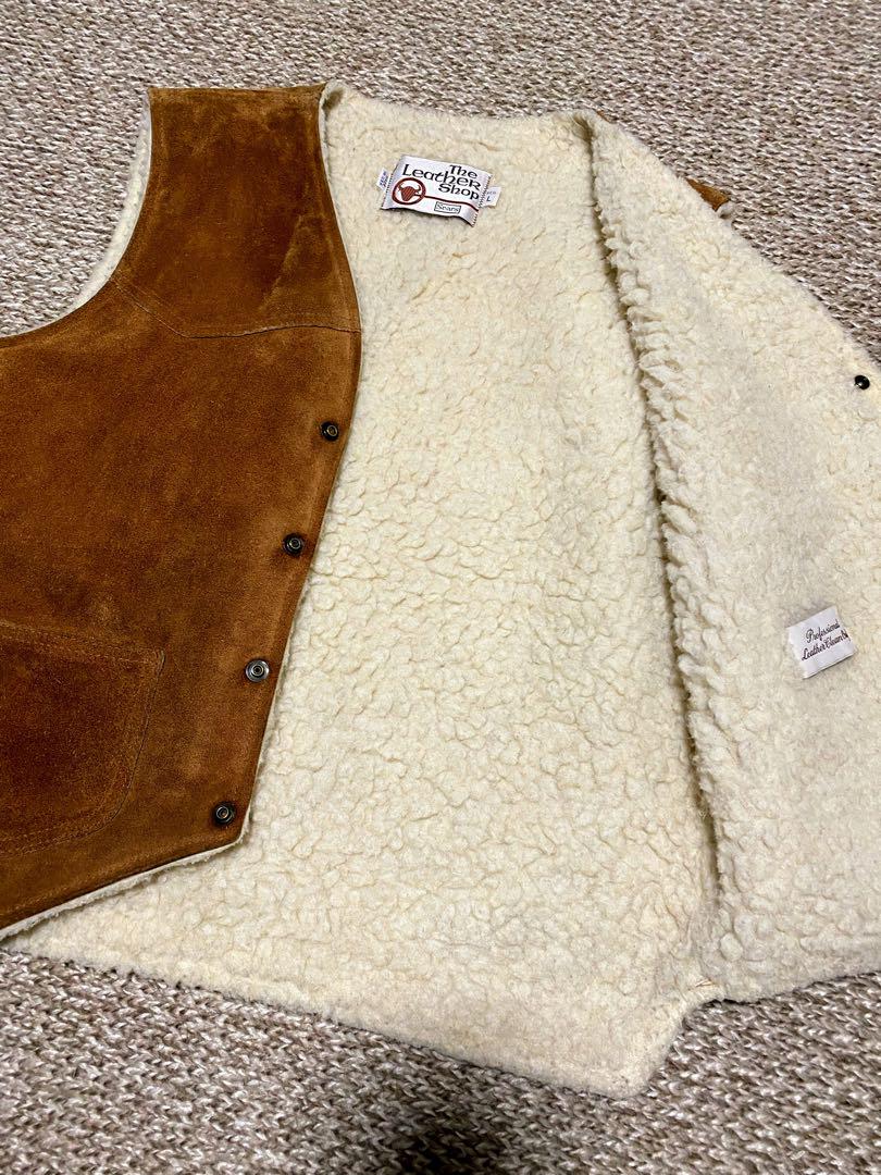 ★雰囲気抜群‼️USA製★70s Sears ボア付き スウェード ベスト L‼️