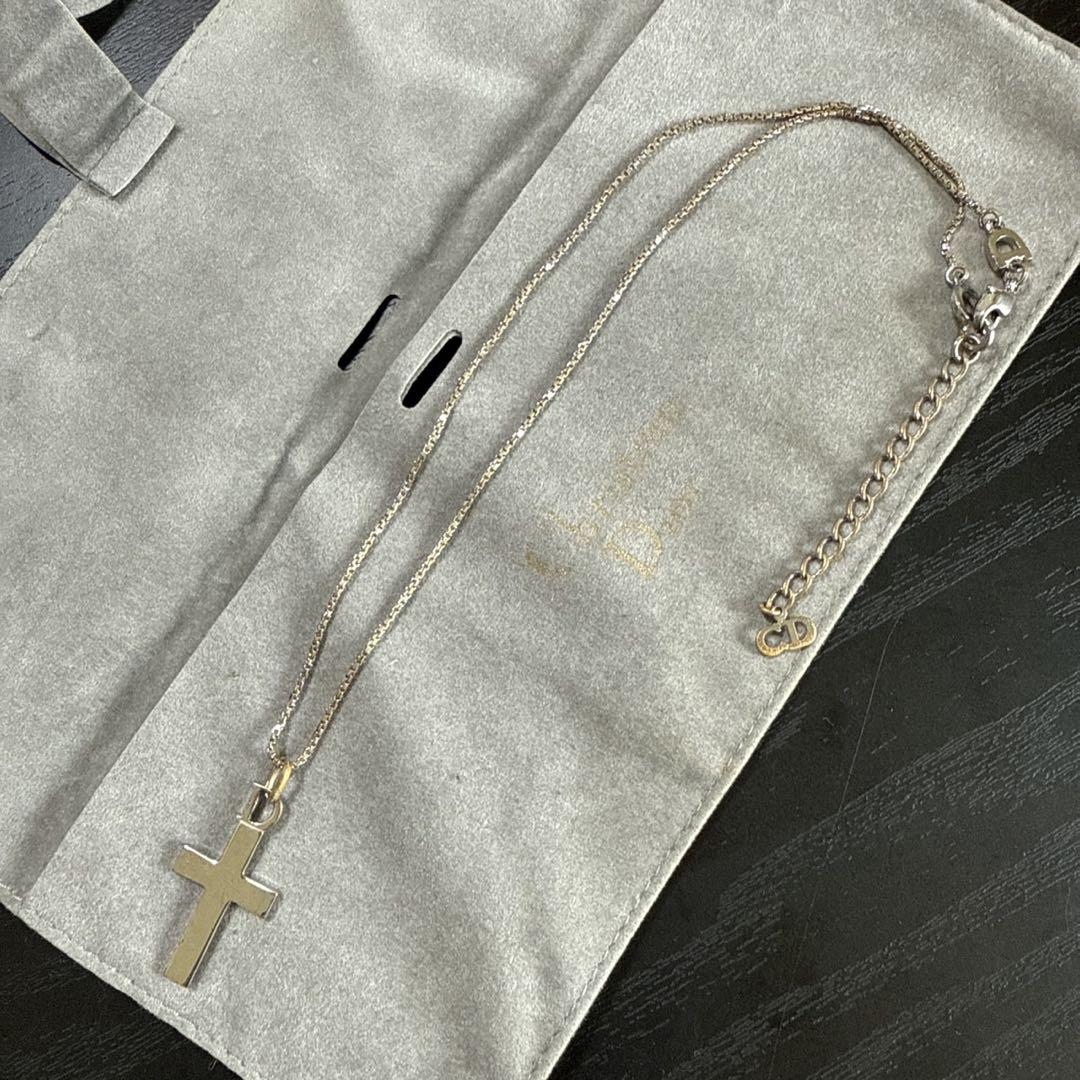 Christian Dior クロスモチーフネックレス　シルバーカラービンテージ