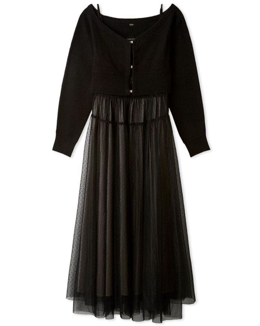 LILY BROWN ボレロカーデセットチュールワンピース　ブラック