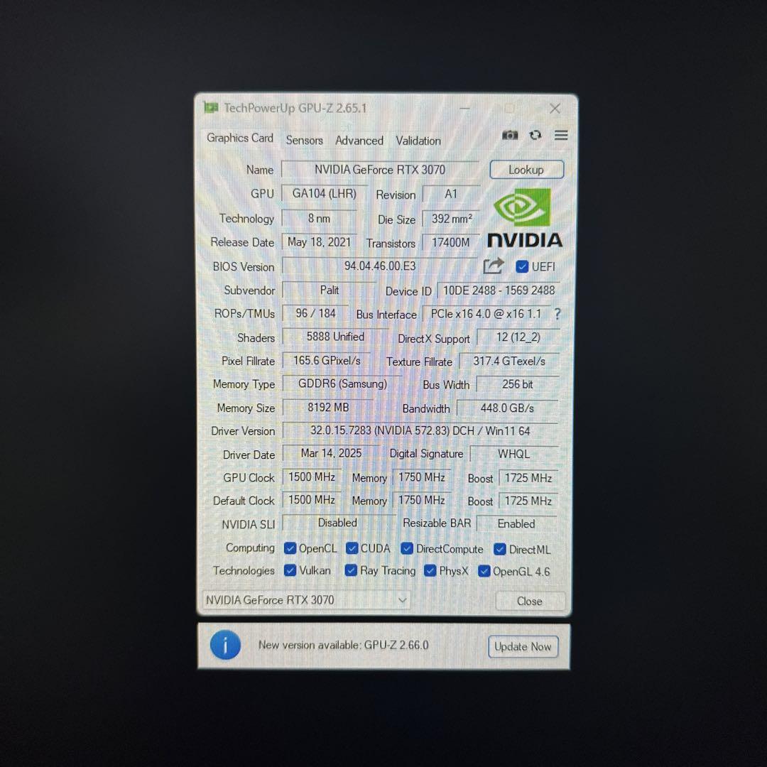 Palit GeForce RTX 3070 8GB グラフィックボード