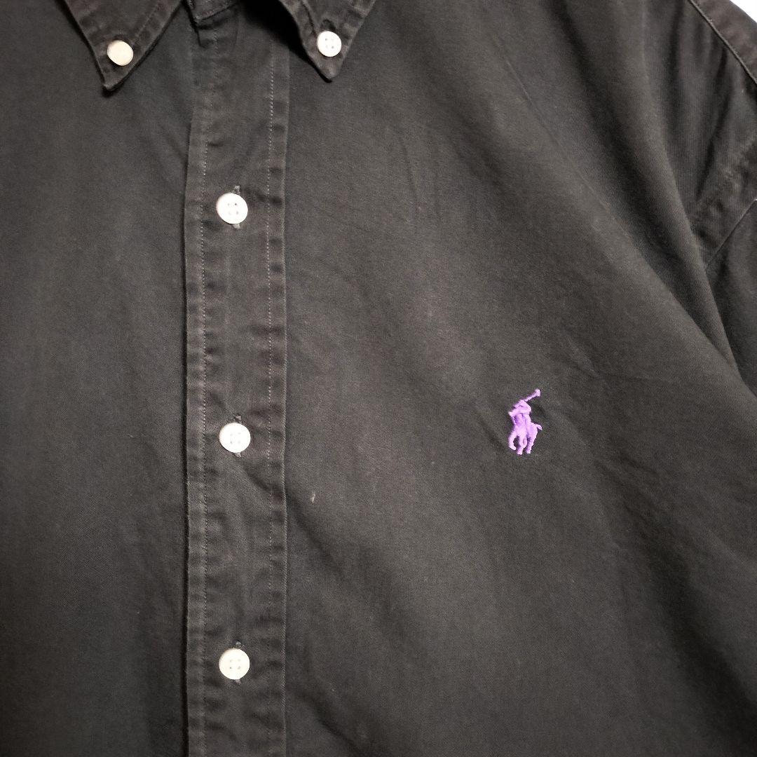 90s ラルフローレン Ralph Lauren BDシャツ 長袖 ブラック