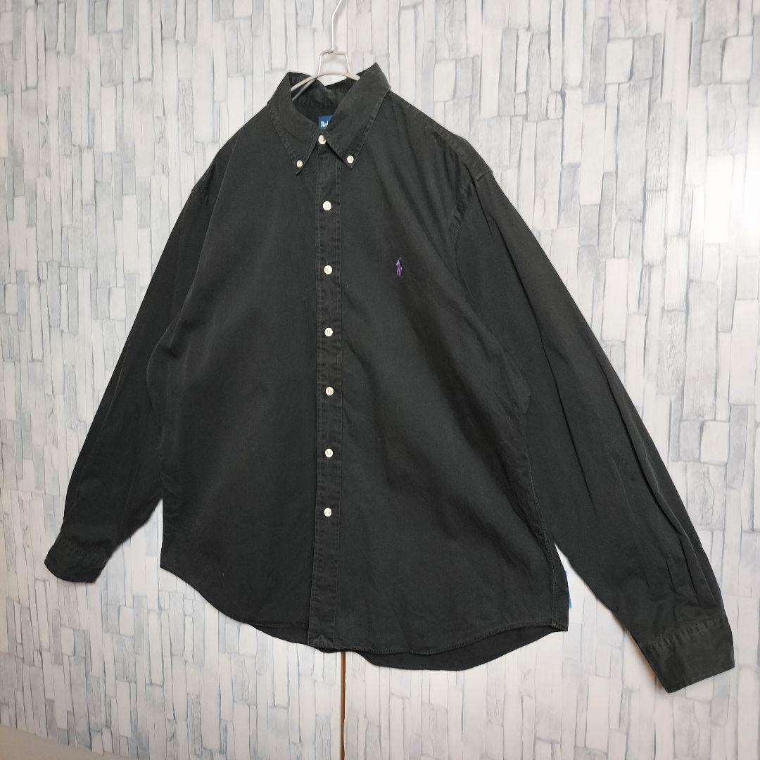 90s ラルフローレン Ralph Lauren BDシャツ 長袖 ブラック