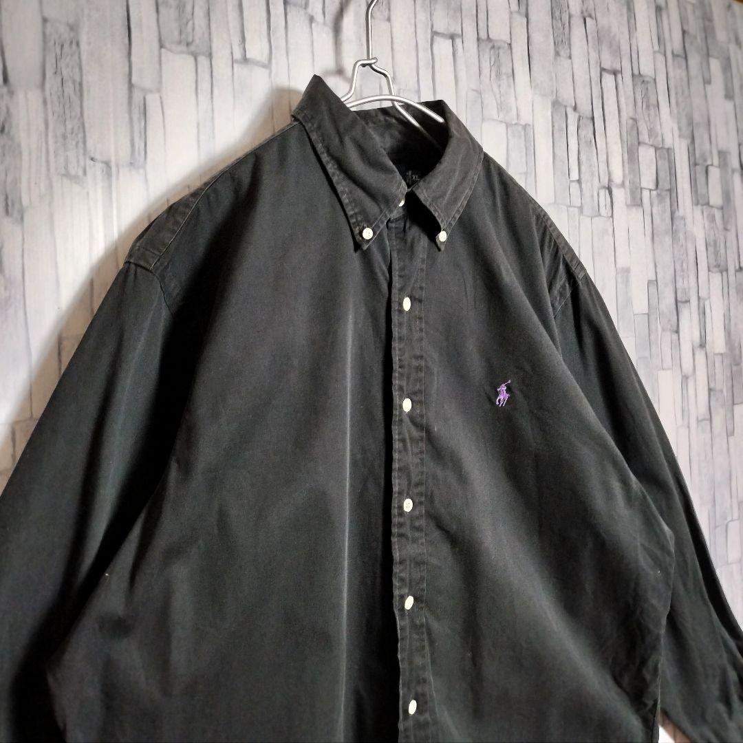 90s ラルフローレン Ralph Lauren BDシャツ 長袖 ブラック