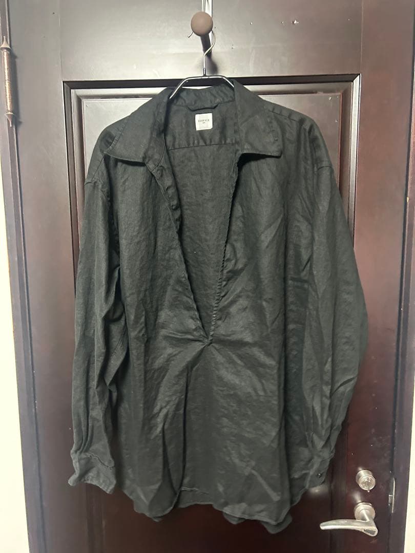 EDIFICE リネン スキッパーシャツ ブラックM EDIFICE