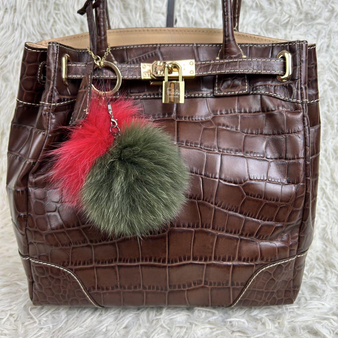 ファルチNY　クロコダイルハンドバッグ 新品同様美品】ファルチニューヨーク Falchi New York 2WAY