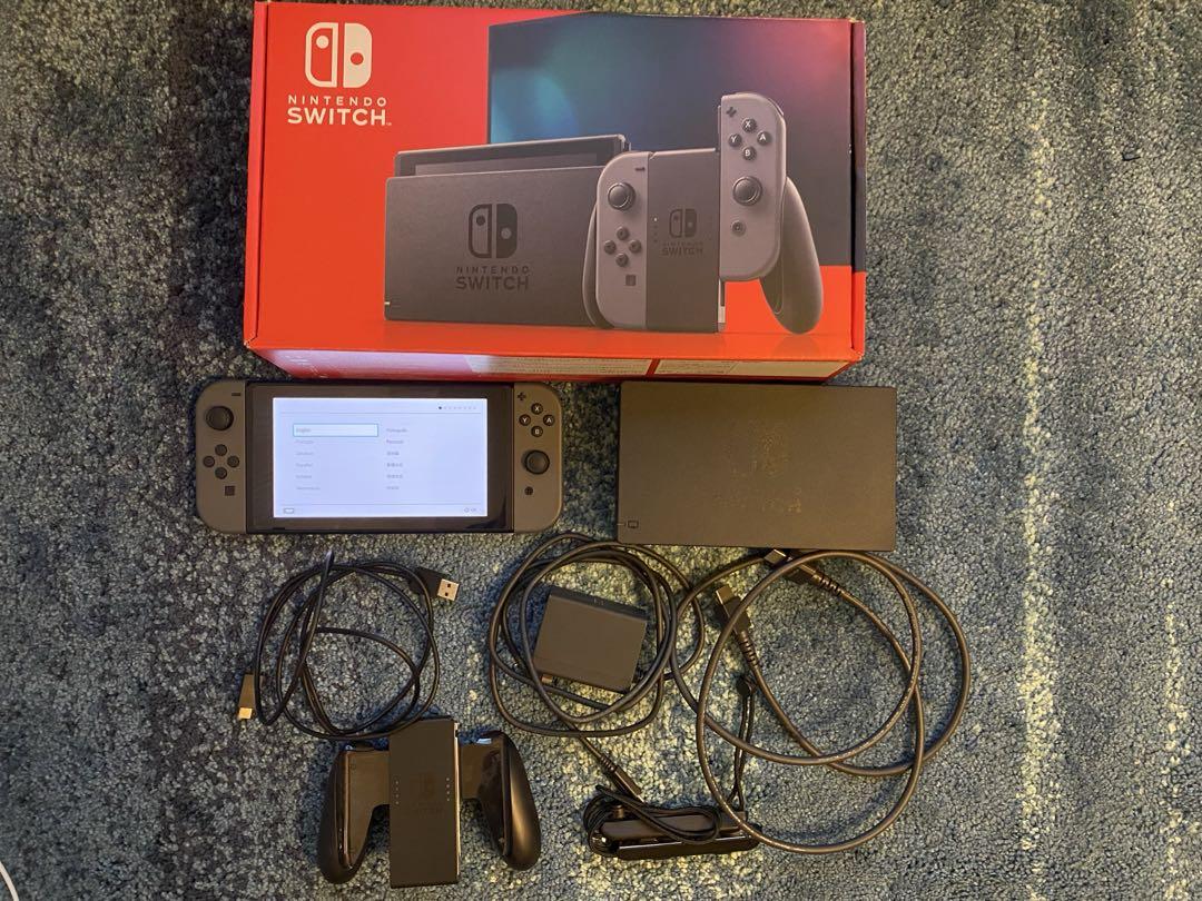 【美品】Nintendo Switch 本体 グレー 付属品付き 美品】Nintendo Switch 本体 付属品 グレー