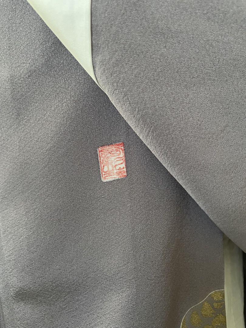 都内で 2点セット作家正絹色留袖立体な菊袋帯淡いパープル身丈151㎝ 着物・浴衣
