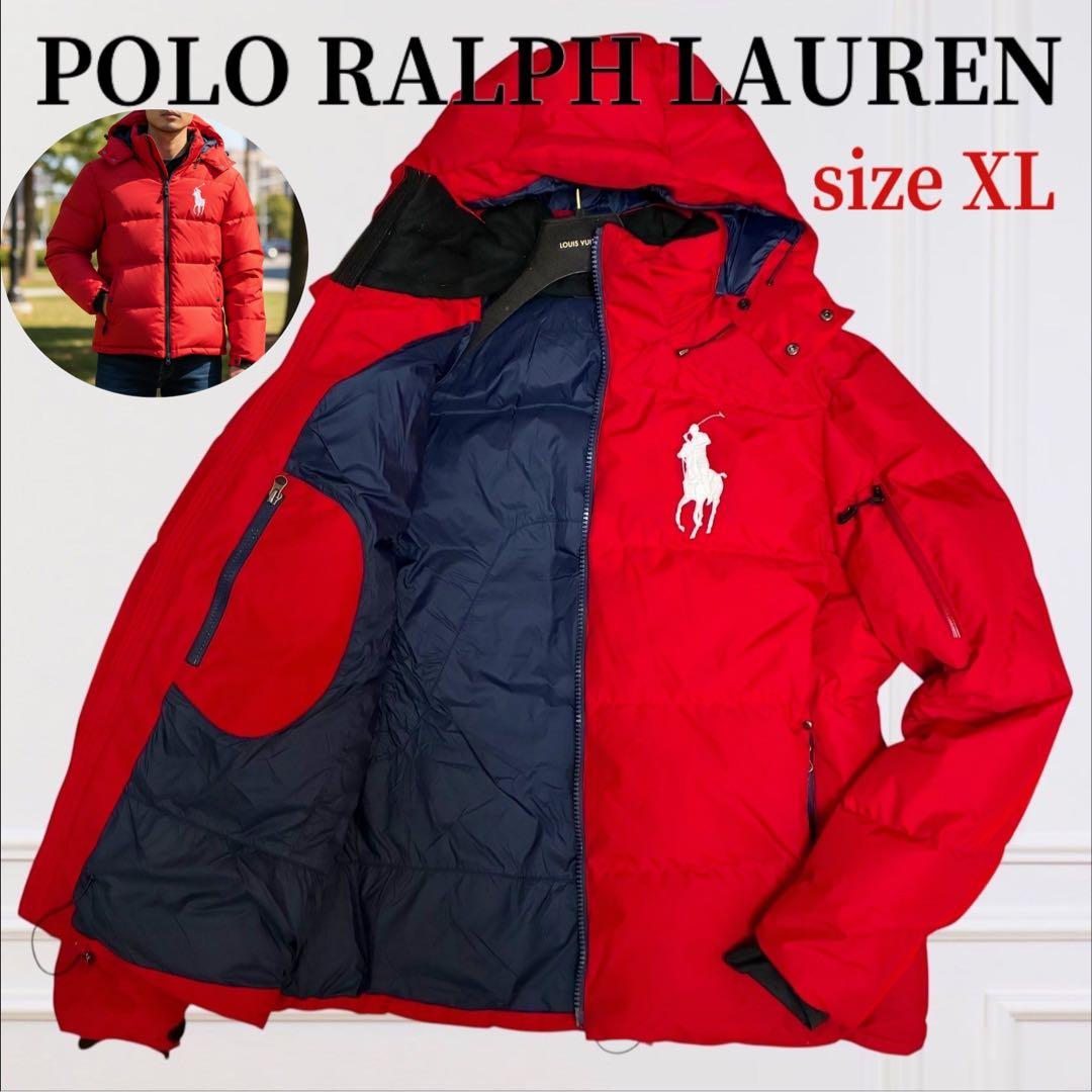 現行 XL ポロラルフローレン ダウンジャケット ビッグポニー刺繍 ヌプシ 赤XL LL POLO RALPH LAUREN