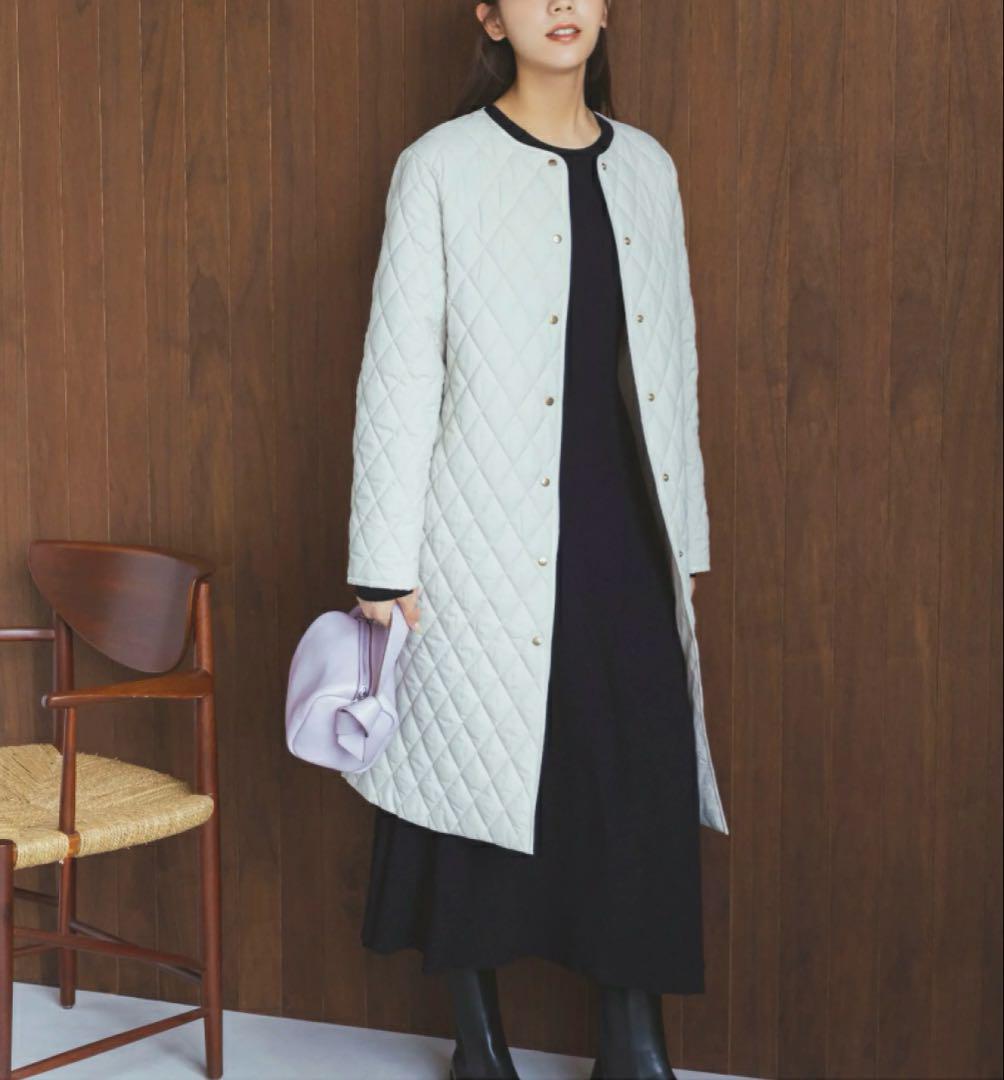 NATURAL BEAUTY BASIC キルティングロングコート M