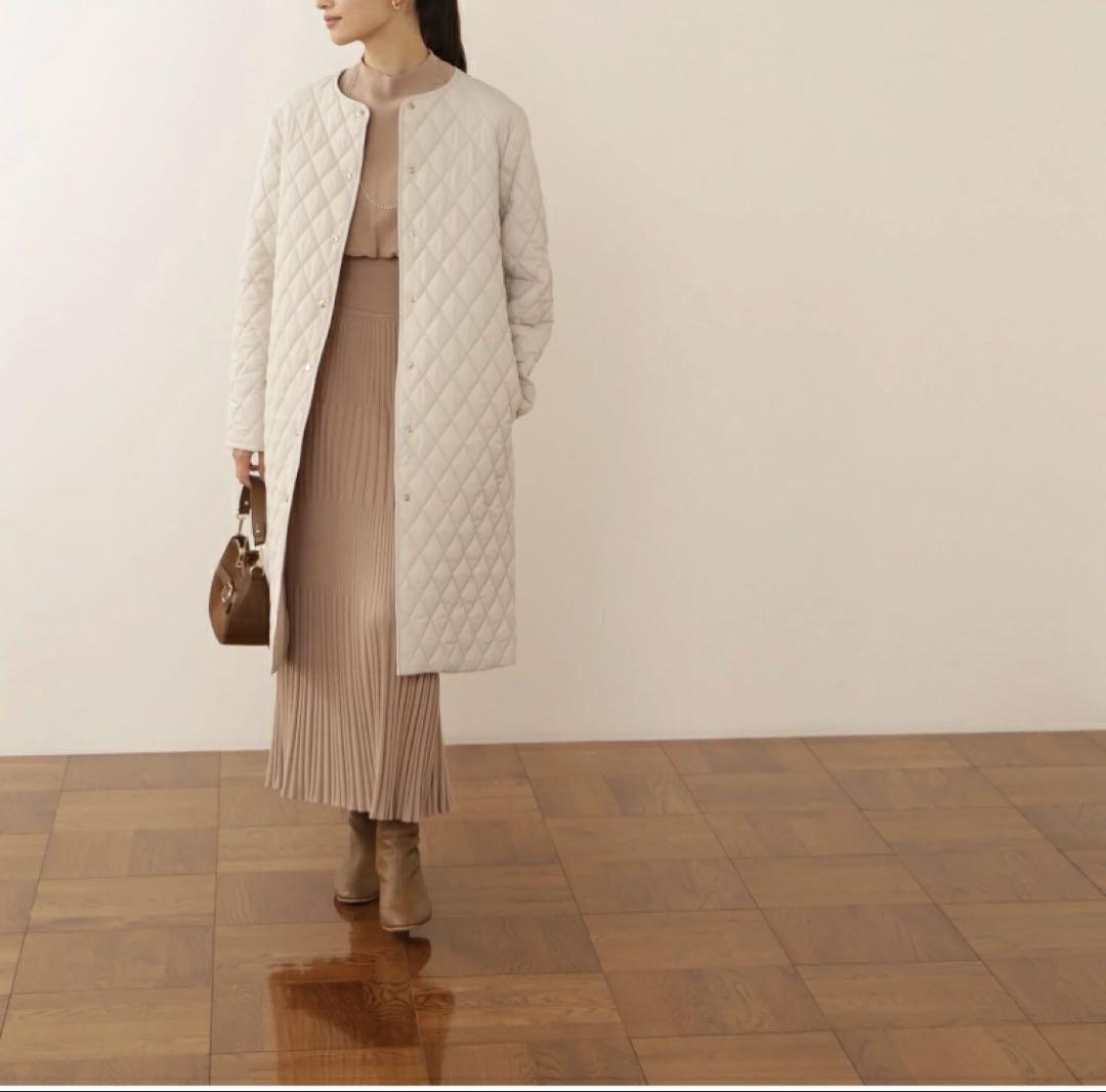 NATURAL BEAUTY BASIC キルティングロングコート M