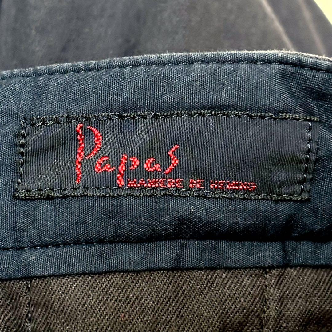 Papas パパス スラックス コットン ネイビー サイズS 日本製 春