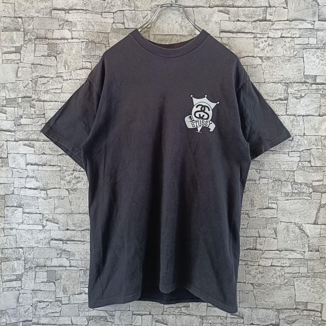 希少✨old stussy クラウン シャネルロゴ 半袖 Tシャツ ブラック