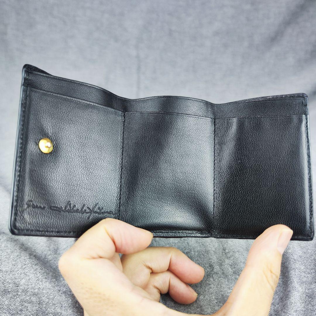 美品 SAN HIDEAKI MIHARA 三つ折り財布 ゴールドロゴ金具