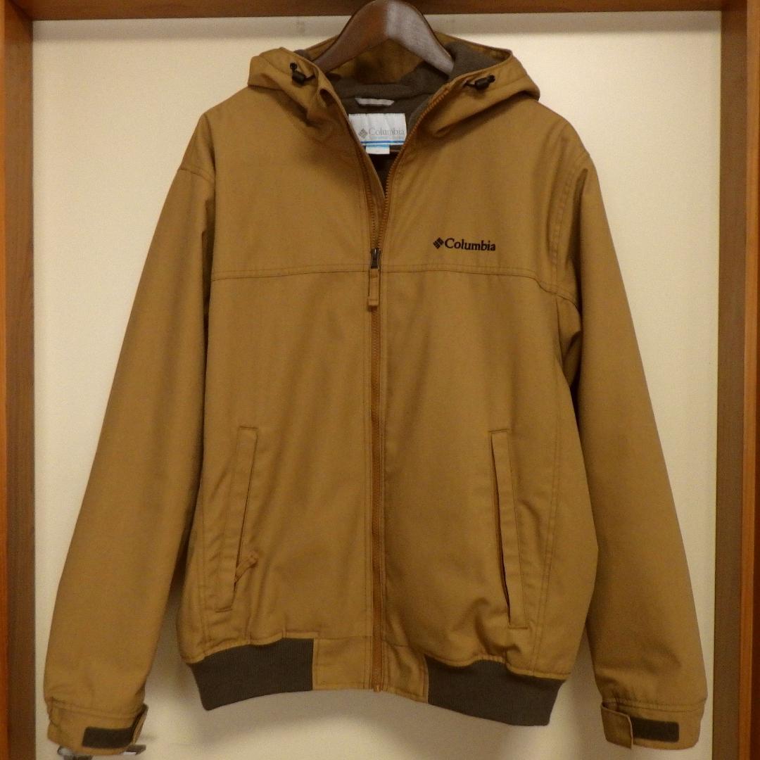 コロンビア 防寒ジャケット フリース裏地 キャメル フード付 メンズ XL