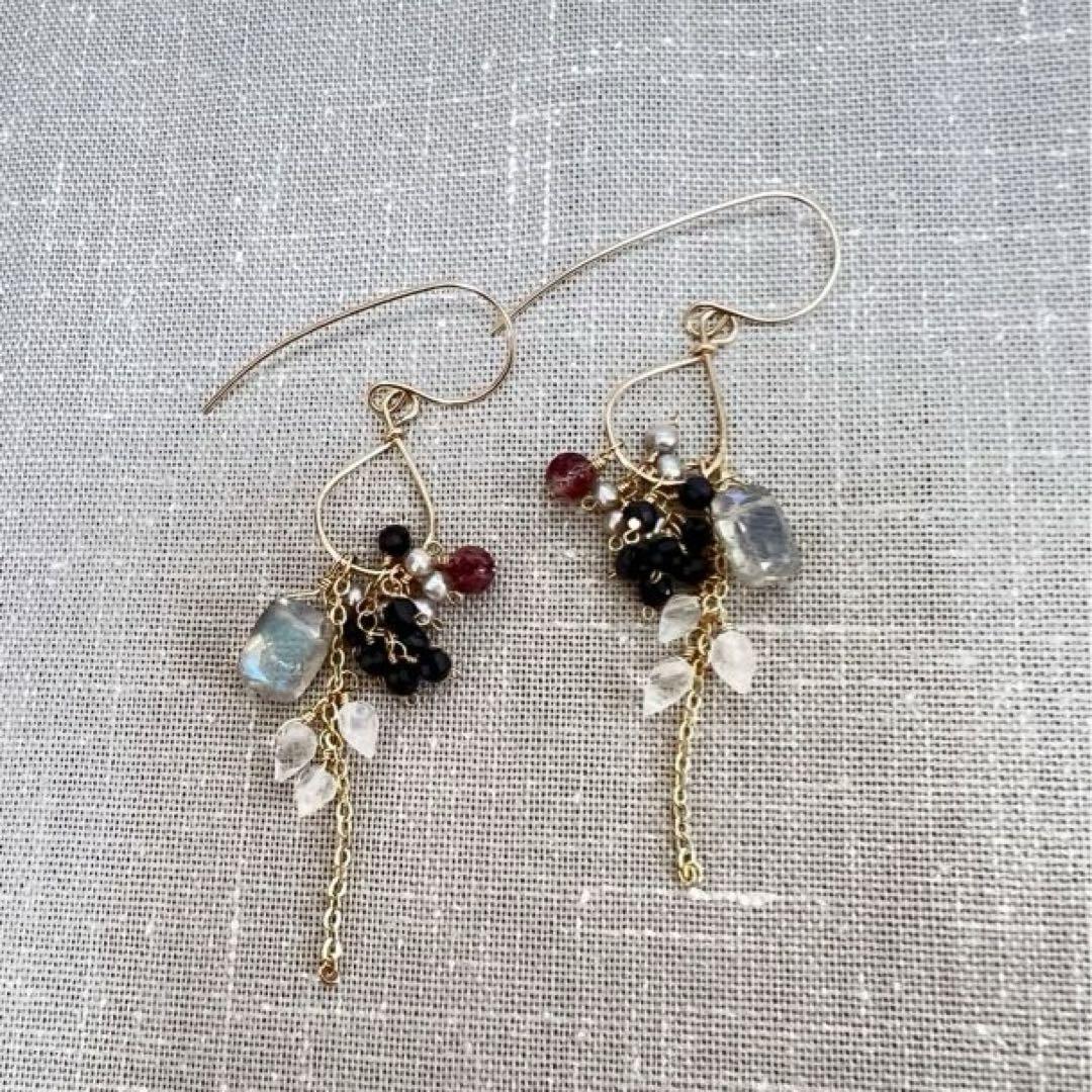 ラブラドライト ハンドメイド ピアス 天然石 イヤリング チャーム 画像5
