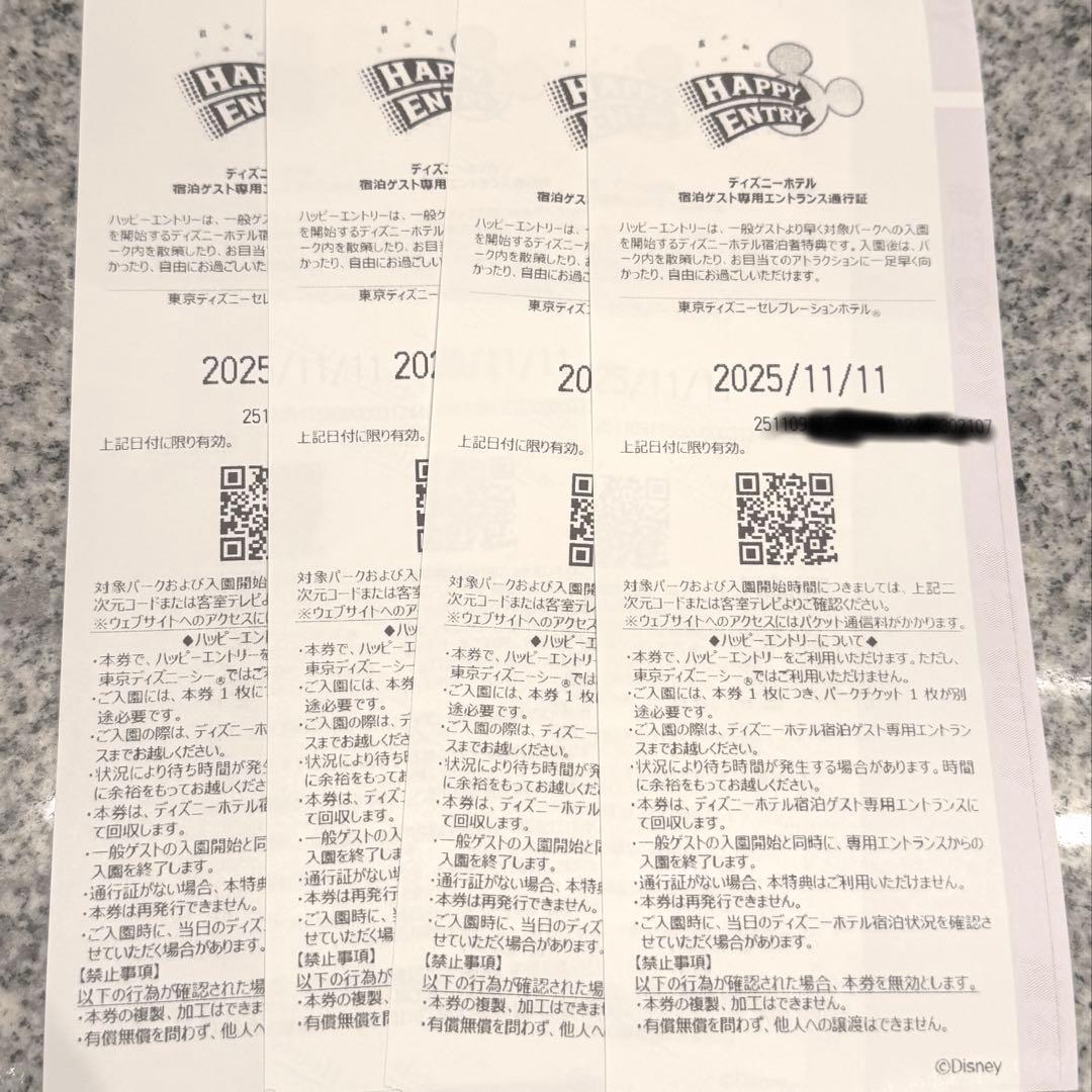 ディズニー ハッピーエントリー 通行証 11 11