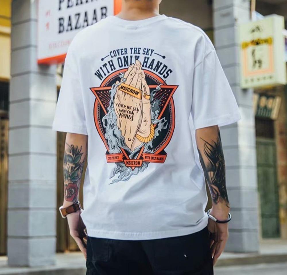 半袖Tシャツ ストリート 韓国 韓国 Tシャツ ストリート 【新作入荷♡】半袖 ロック 白